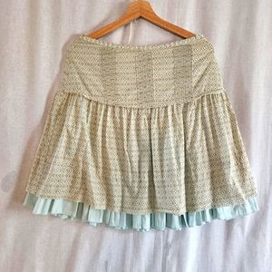 American Eagle Outfitters tan and light blue skirt with blue ruffles size 2 (10)